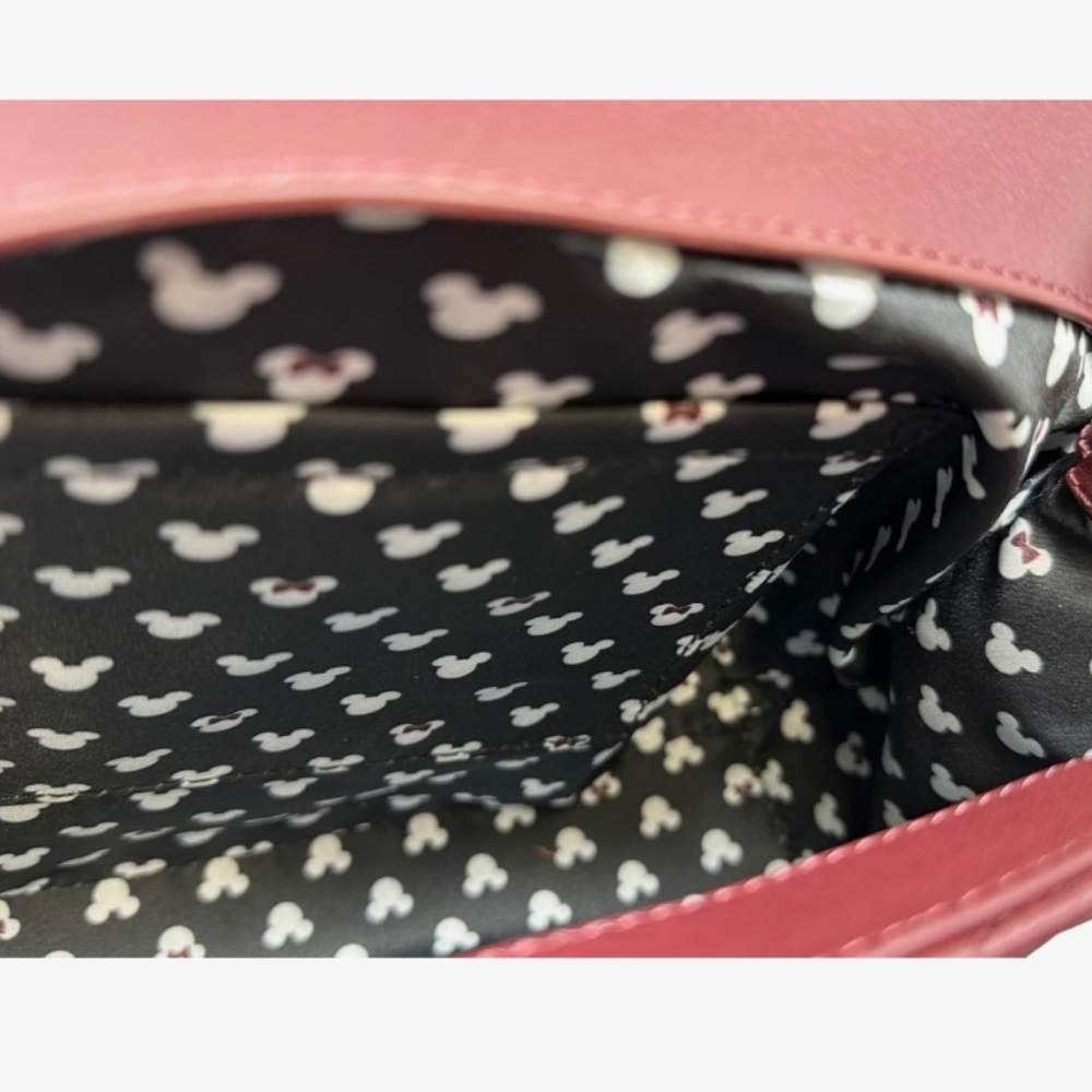 NWT Loungefly Disney Minnie Mouse Quilted Crossbody Burgundy Handbag Bow Satchel - Picture 7 of 8